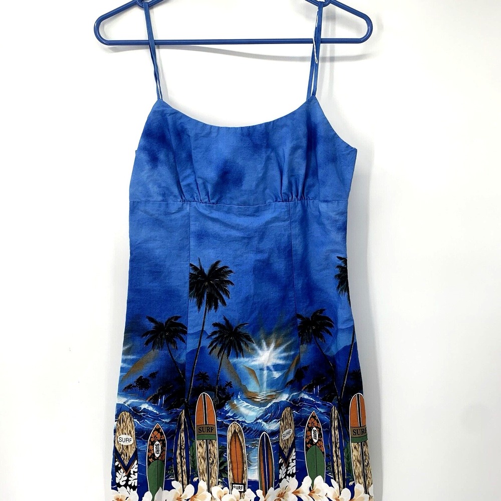 Royal Creations Sundress Women M Blue Hawaiian Surfboard Tropical Made in Hawaii